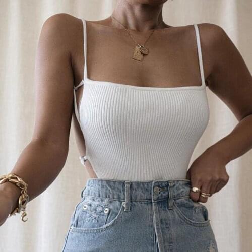 2021 Summer Womens Crop Top Sexy Elastic Cotton Camis sleeveless Short Tank Top Bar Ladies Casual Fashion Backless Tank Tops