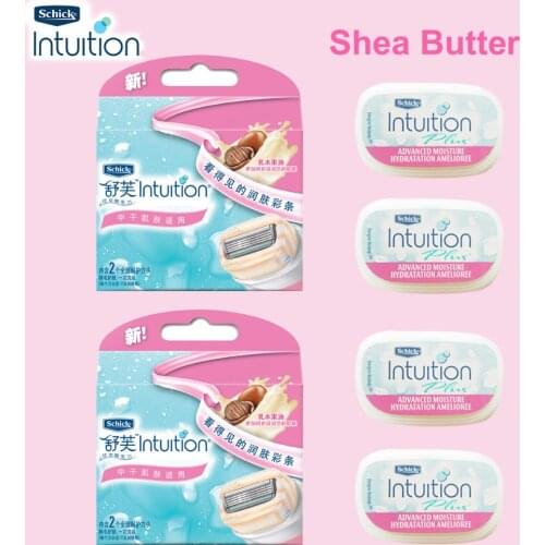 4 blade/set Original Schick Intuition Women Razor Blades Naturals Sensitive Care & Shea Butter Leg Arm Face Underarm Bikini
