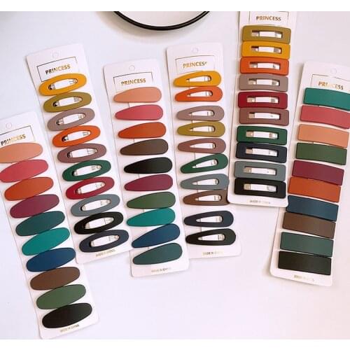 10 Pcs Vintage Korean Simple Morandi Color Geometric Water Drop BB Clip Fashion Children Girl Barrettes Hair Accessories