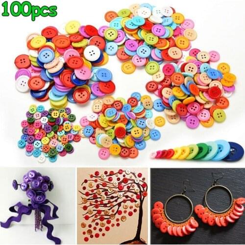 100 Pcs Resin Round Buttons Sewing DIY Scrapbooking Decals for Kids Crafts Accessories ALI88