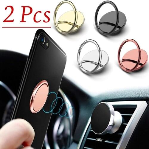 2pcs 360 Degree Rotation Mobile Phone Holder Universal Finger Ring Holder Magnetic Car Bracket Stand Phone Accessories