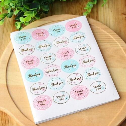 24Pcs/sheet Floral Thank You Adhesive Stickers Oval Packaging Label Sealing Stickers Wedding Party Decorative Favors