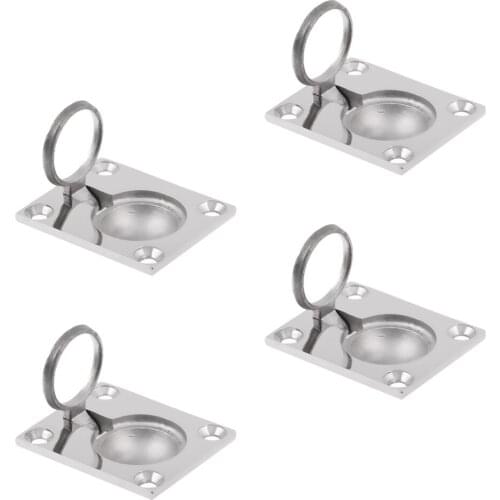 4 Pieces Boat Marine Stainless Steel Hatch Latch Flush Lift Ring Pull Handle