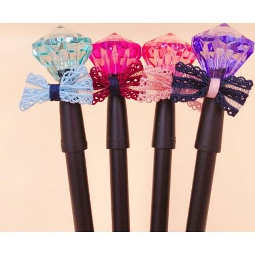 40 pcs/lot Creative Bow Diamond Gel Pen Cute 0.5 mm black ink Signature Pens School Office writing Supplies Promotional Gift