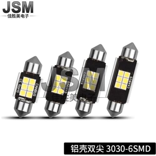 Car Reading Lamp Dual Tip 3030 6smd CANbus Decoding Constant Current Roof Compartment Lamp 31MM 36MM 39MM 41MM Car Led Light