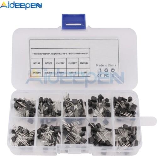BC337 BC327 2N2222 2N2907 2N3904 2N3906 S8050 S8550 A1015 C1815 10Values*20pcs=200/set Transistors Box Pack Transistor kit TO-92