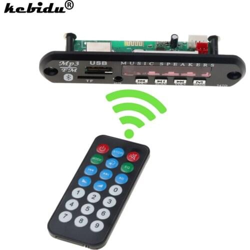 Kebidu Wireless Bluetooth MP3 Decoder Board Module for Car Audio USB TF FM Radio AUX 12V 5V + Remote Control for iPhone Huawei