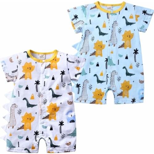 Baby clothes Summer thin newborn jumpsuit cartoon dinosaur short-sleeved baby hacoat childrens clothing
