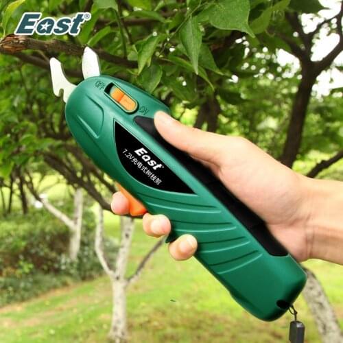 EAST Power Tools 7.2V Li-ion Battery Cordless Secateur Branch Cutter ET1002 Electric Fruit Pruning Tool Shear to Ol Fruit Green