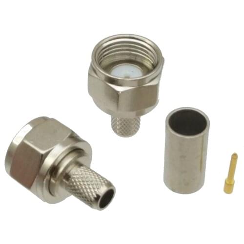 F TV male plug straight crimp RG58 LMR195 RG142 RG400 Cable RF connector