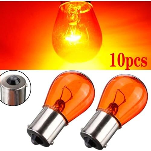 10Pcs/Set 1156 BA15S 581 21W Amber Car Auto Scooter Indicator Break Parking Turn Light PY21W DC12V Halogen Lamp Bulb Bulb Lamp