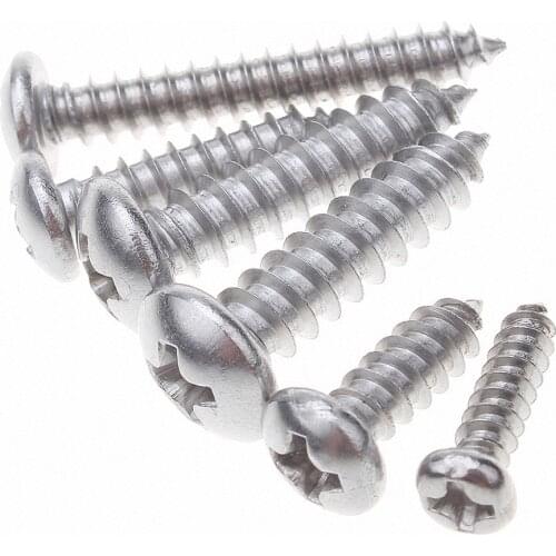 GB/T845 Pan Head Self Tapping Screws Phillips Drive A2 304 Stainless Steel Sheet Metal Screws M1.2 M1.4 M1.7 3 4 5 6 8 10mm