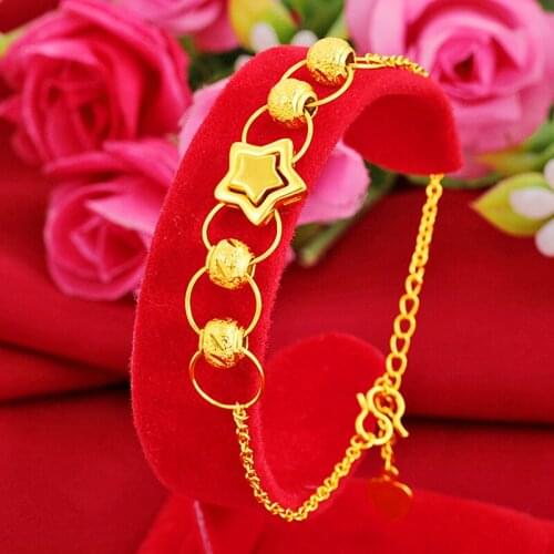 Frosted bracelet 24K gold-plated star transfer beads bracelet simulation gold round bead chain will not fade for a long time