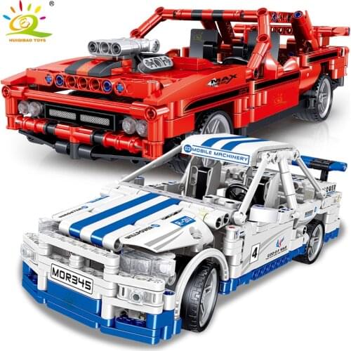 HUIQIBAO City Racing Speed Champions Building Blocks Technical Off Road Sport Pull Back Vehicle Car Bricks Toys Children Gifts