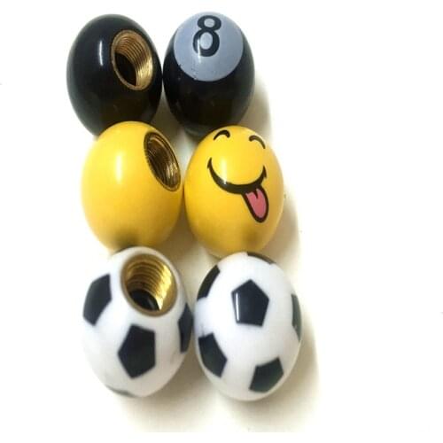 Universal black no.8 balls eye ball smile football tyre cap anti-dust car tire valve caps for Motorcycle bikes cars 2pcs