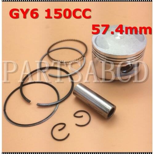 Piston Kit GY6 57.4mm pin 15mm piston kit for the 150cc 4-stroke QMJ QMI/152 GY6 engines scooter