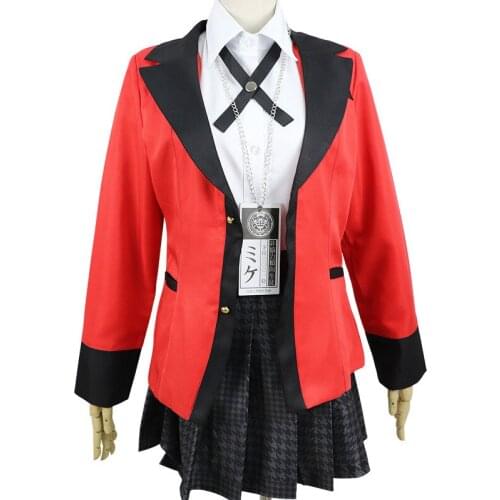 Hot Cool Cosplay Costumes Anime Kakegurui Yumeko Jabami Japanese School Girls Uniform Full Set Jacket+Shirt+Skirt+Stockings+Tie