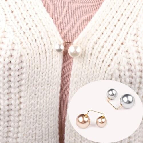 Fashion Simple Pearl Fixed Strap Charm Safety Pin Brooch Sweater Dress Cardigan Scarf Hijab Clip Brooches Jewelry High Quality