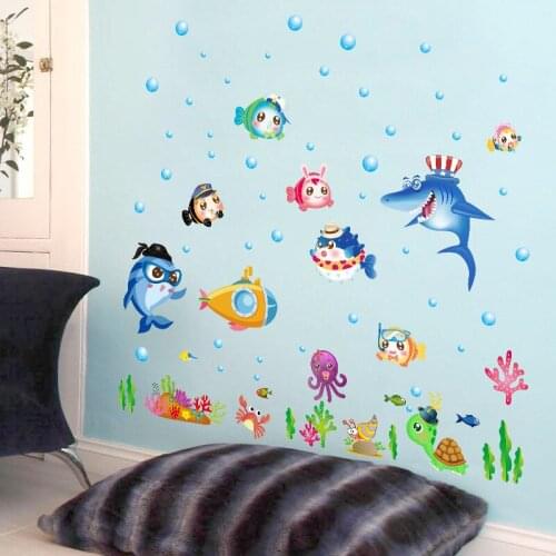 Toilet bathroom Wall Sticker NEMO Sea Fish Bubble Wall Sticker Cartoon For Kids Rooms Bathroom Home Decoration murals