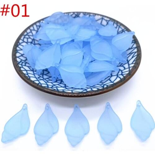 New 23x16mm 20pcs Blue Feather Matte Acrylic Beads Beads Style for DIY Handmade Bracelet Jewelry Making Accessorie#01