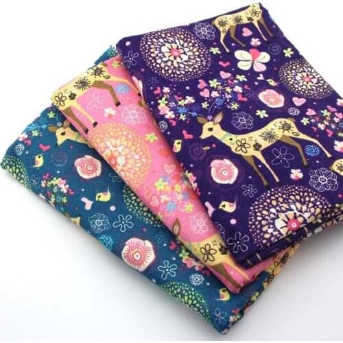 One Yard 150cm Width 3 Colors Christmas Zaka Deer Printed Cotton Linen Fabric For DIY Sewing Christmas X'mas Decoration