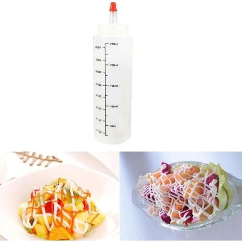 PE Plastic Needle-nosed Scale Squeeze Bottle Cap Squeezable Bottle With Leak-proof 250ml Salad Squeeze Bottle Kitchen Tool sale