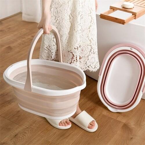 Portable Folding Bucket With Handle Camping Wash Bucket Floor Cleaning Car Wash Bucket Mop Foldable Bucket Outdoor