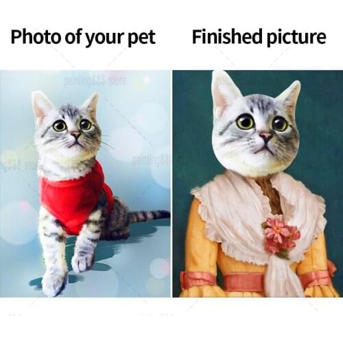 Pets Cats Animals Portrait Custom Canvas Poster For Home Decor Custom Personalized Animals Pets Printing Picture Wall Art Gifts