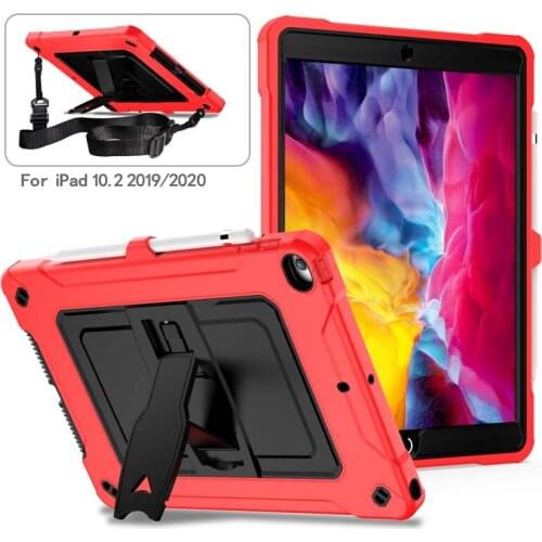 Business Hit-Color Shockproof Case For iPad 8th 10.2 2020 Hard Plastic Silicone Protective Cover with Shoulder Strap