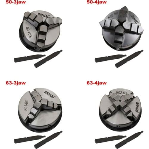 CNC Manual Self-Centering Lathe Chuck 3 Jaws 4 Jaws 50mm 65mm Connecting Rod for DIY Metal Wood Lathe Tools