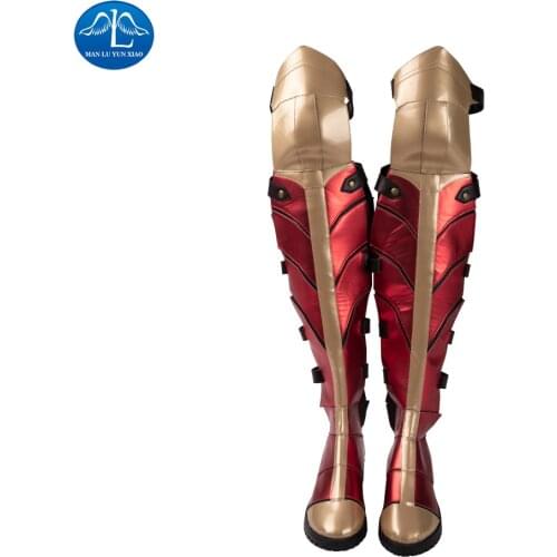 ManLuYunXiao Superheroine WW84 Cosplay Boots High Tube Diana Prince Leather Shoes Halloween Costume Women Custom Made