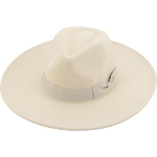 Big brim women hats 9.5cm solid belt pearl fascinator winter autumn ivory white wedding church dress formal men women winter hat