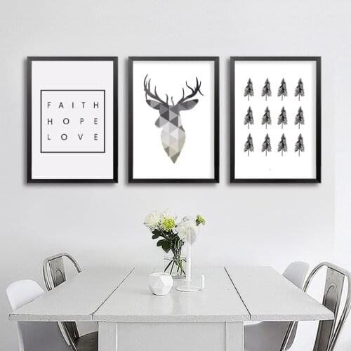 Nordic Geometric Deer Faith Quote Canvas Painting Poster Wall Art Prints Scandinavian Decoration Pictures Living Room Home Decor