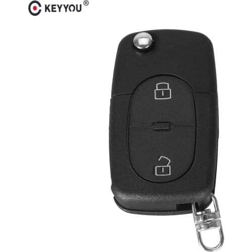 KEYYOU 2 BUTTON FOLDING FLIP REMOTE KEY BLANK FOB CASE SHELL PAD FOR FOR AUDI A2 A3 A4 A6 CR2032
