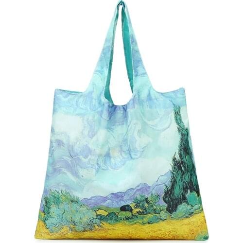 Van Gogh Shopping Bag Graphic Tote Carry Bag Shopper Bag Women Canvas Handbag Fashion Casual Bag Eco Large capacity Foldable
