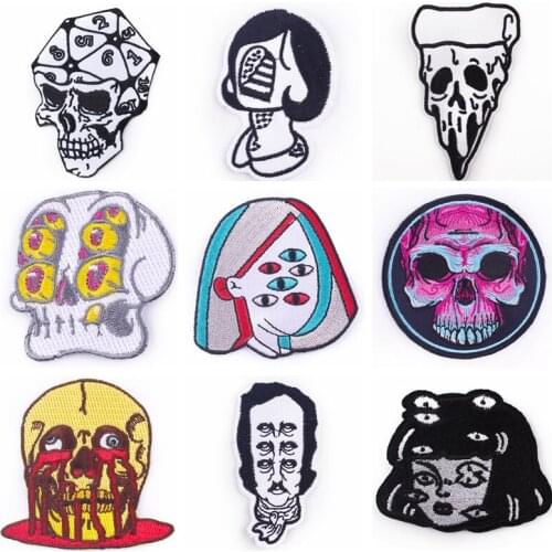 Punk Skull Patch Horror Embroidered Patches On Clothes DIY Ghost Patches For Clothing Thermoadhesive Patch applique Decor