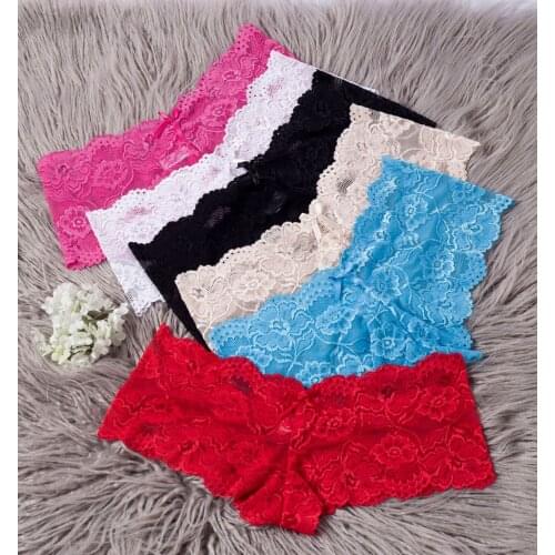 Xxl low rise Sexy Panties Summer Thin Lace Panties Underwear See through Comfortable Shorts Women boxer short underwear dessous