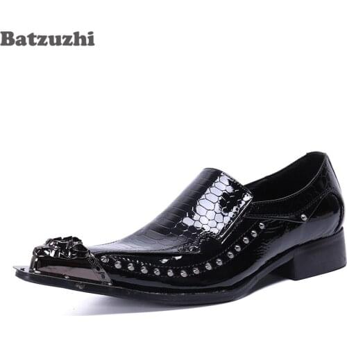 Batzuzhi Italian Type Shoes Men Handmade Black Leather Business Dress Shoes Zapatos Hombre Formal Leather Shoes Men! Big Size 12