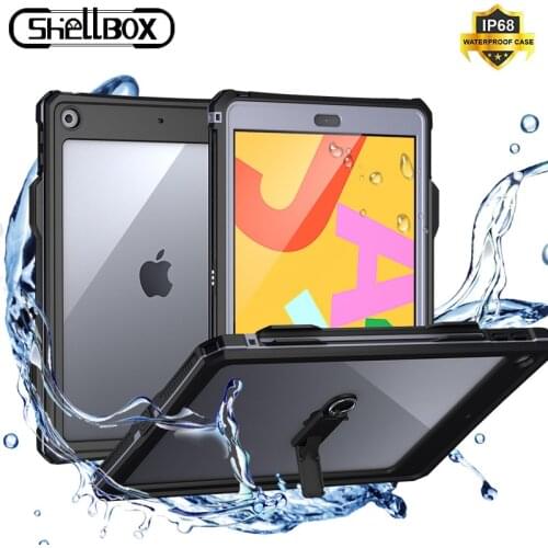 Shelbox Waterproof Case for 2019 iPad 10.2 case With Holder for 2020 IPad 10.2 Case TPU Soft Silicone Shell Full Protector Cover