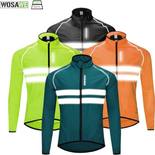 WOSAWE Ultralight Reflective Mens Cycling Jacket Long Waterproof Windproof Road Mountain Bike MTB Jackets Bicycle Windbreaker