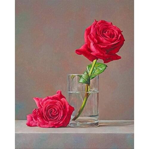 《Bright red flowers》 picture painting by numbers home decor birthday present quadros decorativos