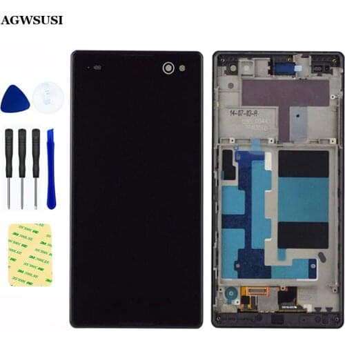 Touch Screen Digitizer Sensor Glass Panel + LCD Display Monitor Module Assembly for Sony Xperia C3 D2533 D2502 S55T S55U + Frame