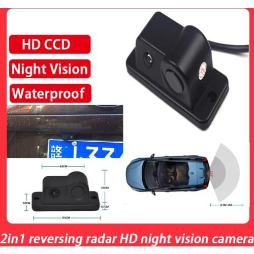 2in1 LCD Display Car Reverse Backup Radar Sound Alert Video Parking Sensor Camera with Night Vision Auto Rear View Camera