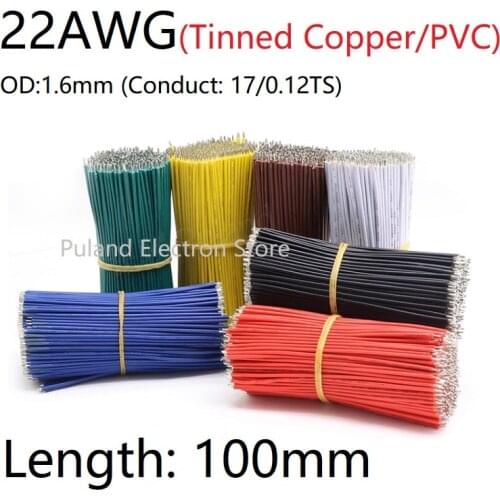 20pcs 100mm Fly Jumper Wire 22AWG OD 1.6mm PVC Insulated Electron Solder Cable 2 Head Ends Tinned Copper Conductor Line Colorful