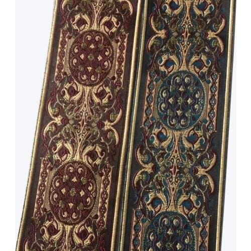 5 yards/lot Woven Jacquard Ribbon 9cm totem pattern blue and red background For curtain and clothing accessory LS-0405