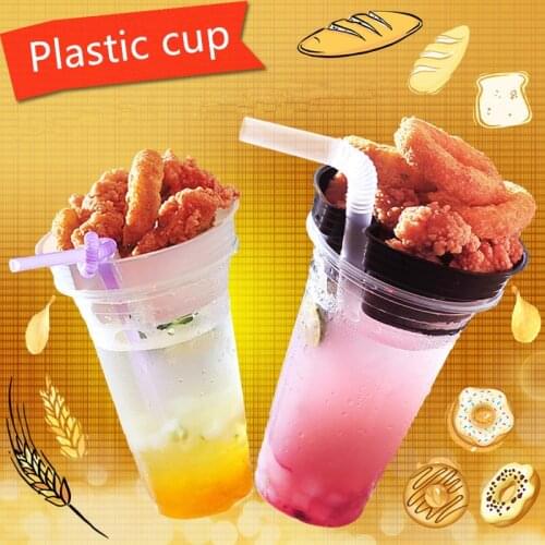 50pcs High quality 95mm caliber disposable coffee cups party favors milk tea cup dessert cups yogurt cup plastic cups with plate