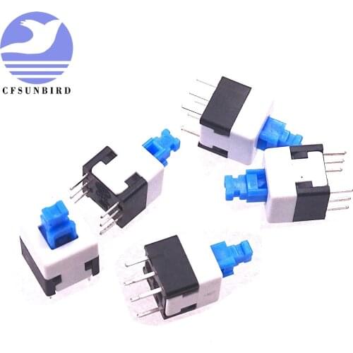 Free Shipping 1000pcs( 8*8 self locking switch)8mm x 8mm Miniature Self-locking Switch Push Rectangle Button 6-pin,Long life use