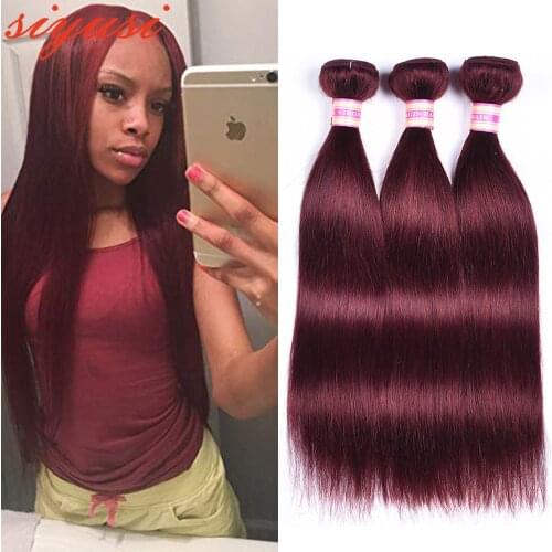 Burgundy Hair Extensions Color 2 4 27 99J 30 Brazilian Straight Human Hair Bundles Red SIYUSI Brazilian Remy Hair