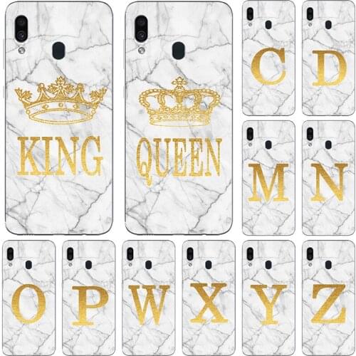 Phone case for Samsung Galaxy A10E A10S A20E A20S A30S A40S A50S A70S White Marble Golden English Letter Fashion Name Back Cover