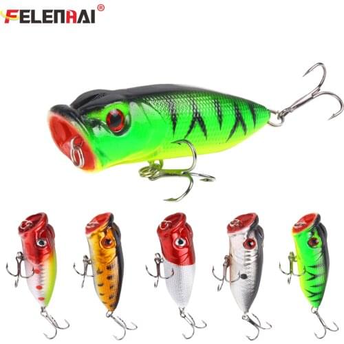 Felenhai Popper Wobbler Fishing Lures Top Water Sinking Hard Fishhook Rock Artificial Baits Pesca Carp Pike With 2 Pcs 6# Hooks